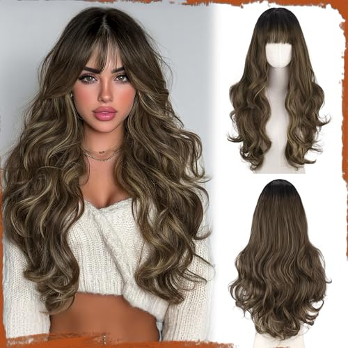 Sofeiyan Pelucas Mujer pelo Natural,60 cm Peluca pelo Largo Ondulado
