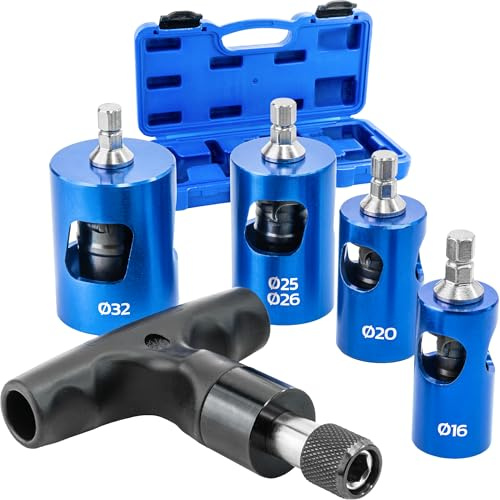 BOOPARTS - Kit Svasatore Calibratore Multistrato per Avvitatore e Manuale Ø16-20-25/26-32 mm | 4 Bussole con Impugnatura e Valigetta | Tubi Multistrato PER e PEX
