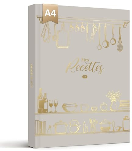BIROYAL Carnet de Recettes à Remplir A4, 114 Recettes, Gris chaud