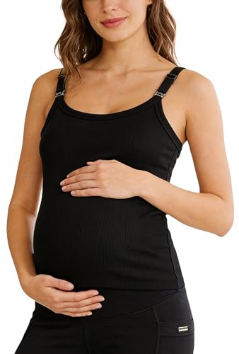FEOYA Women's Nursing Tank Tops for Breastfeeding Maternity Sports Bra Nursing Vest Top Sleeveless Cropped Breastfeeding Tops S-2XL