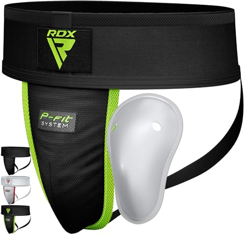 RDX - Sospensorio da uomo per MMA con conchiglia Sport Boxe UFC, protezione per Muay Thai, combattimento, kick boxing, nero/verde, XL
