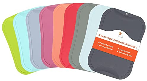doblé Non-Scratch Flexible Cutting Board for Chopping, Scratch Free Juice Grooves with Easy Grip Handle, Non-Slip Dishwasher Safe for Kitchen (Small (11.2 x 7.79), Red)