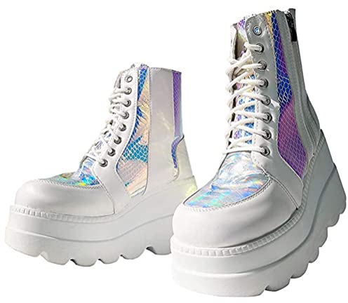 Wedge Stiefeletten für Damen kurzschaft stiefel Plateau High Heels Schnüren Herbst Winter Stylish Casual Sneakers