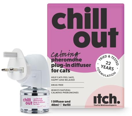 Itch - Chill Out Starter Kit for Cats - Calming Pheromones Plug in Diffuser and 30-Day Refill - Anxiety and Stress Relief