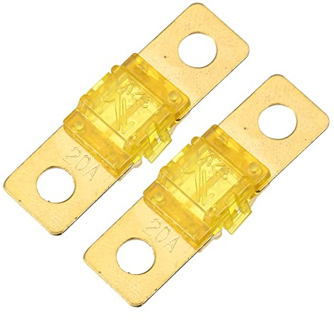 A ABSOPRO 2 st bilsäkringar Gul 32V 20A AMI | Plast, metall, 4,2 x 1,2 x 0,9 cm, 32 V, AML-kompatibel, kortslutnings- och överbelastningsskydd, DC-applikationer