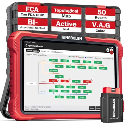 KINGBOLEN K10 PRO Diagnosi Auto in Italiano, Bidirezionale OBD2 Auto Diagnostica, Codifica ECU online, Sistema Completo, 50+ Reset, FCA SGW, CANFD&DOIP, Diagramma Topologico, 2 Anni di Aggiornamento