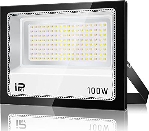 LED Strahler Außen 100W, IP67 Wasserdicht Superhell Fluter, 10000LM Außenscheinwerfer, 7000K Kaltweiß Flutlicht für Auffahrt, Hinterhof, Garten, Werkstatt