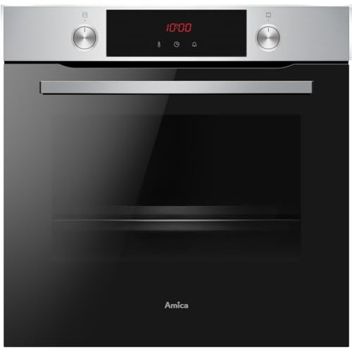 Amica EBPX 945 600 E EEK: A+ XXL Einbaubackofen, 60cm breit, 77L, 3 Pyrolyseprogramme, RapidWarmUp, versenkbare Knebel, Timer, Halogenbeleuchtung, Edelstahl
