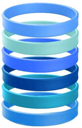 CPJJ 6 Stück Silikonarmband Herren Kinder Gummiarmbänder Blau Farben Armband Silikon für Fitness Laufen Sport Party Geschenke