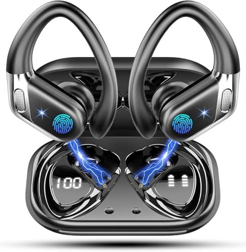Wireless Earbuds, Bluetooth 5.4 Headphones Sports, 50 Hours Long Battery Life, Dual LED Display, 1.5 Hours Fast Charging, IP7 Waterproof, CVC 8.0 Noise Cancelling Wireless Earphones with Microphone