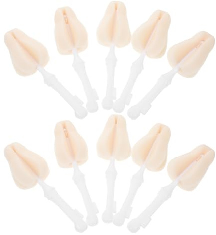 TOBBOMEY 10 pièces Set de Brosses Éponge pour Nettoyage de Biberons et Tétines Douces et Durables avec Manche Ergonomique pour Nettoyage Rayures des Biberons et Sucettes