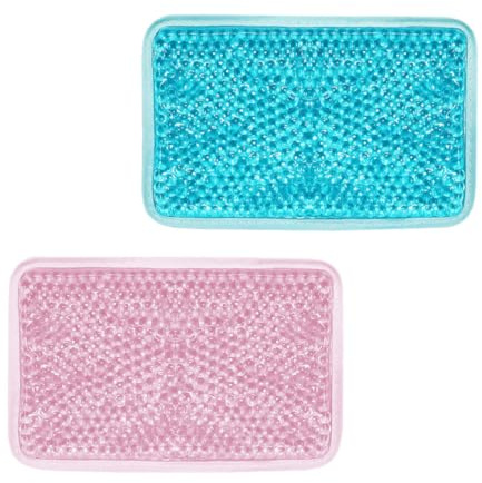 Mikikit Wiederverwendbarer Gel Kühlakku 2 Stück mit Tragbarer Kühltasche für Schmerzlinderung Blau Pink Klein Handlich