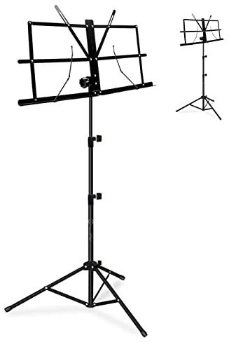 Cryfokt Fällbart Justerbart Notställ Stabilt för Framförande, Bärbart Notställ för Gitarrister, Violinister, Svart Metall 70-140 Cm
