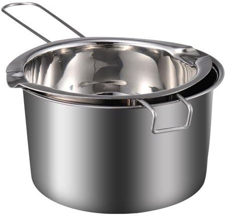KONTONTY Pentola a Bagnomaria in Acciaio Inox 201 da 400Ml Gancio Frontale Anti-Scivolamento, Doppia Caldaia Versatile per Sciogliere Cera, Cioccolato e, per Cucina Domestica