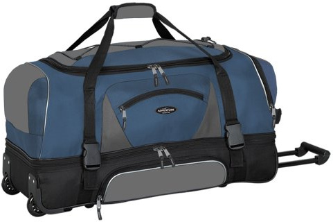 Travelers Club Adventure Travel Rolling Duffel Bag, Navy Blue, 30-Inch
