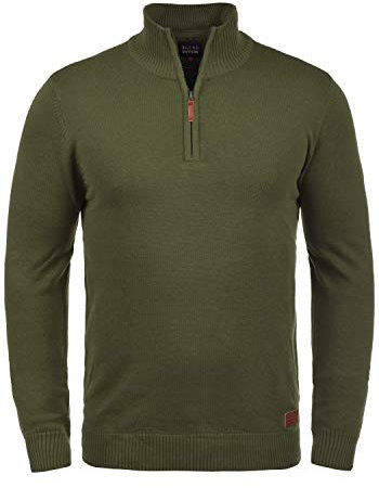 Blend Robin Herren Strickpullover Troyer Feinstrick Pullover Mit Stehkragen Und Reißverschluss, Größe:XXL, Farbe:Burnt Olive (77011)