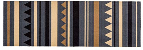 Rutschfester Teppich Wohnzimmer - Miabella Fußmatte innen - Küche Läufer Flur Schmutzfangmatte - Sauberlauf waschbar 50x150cm Streifen grau-braun