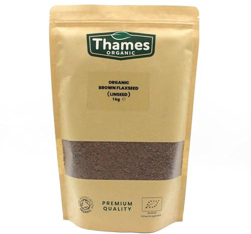 Organic Brown Flaxseed High Fiber, Omega-3s, Non-GMO, 100% Natural, Vegan, No Additives or Preservatives, Superfood – Thames Organic (1kg)
