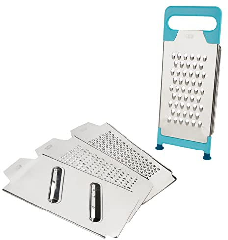 Tasty Multifunktionsreibe 5-tlg. Set – Hochwertiger Edelstahl Hobel, Spülmaschinenfest, Designed in Germany, Grau Blau