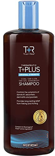 True+Real Coal Tar Therapeutic Plus Tar Gel Anti-Dandruff Shampoo 0.5% Coal Tar, 16 Fl Oz, Original Strength
