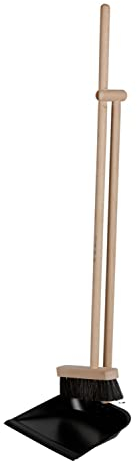 BURI Steh Kehrgarnitur 94cm mit langem Stiel ohne Bücken - Natur Besen Set mit Kehrblech Kehrschaufel aus Buchenholz mit Pferdeborsten Faule Grete