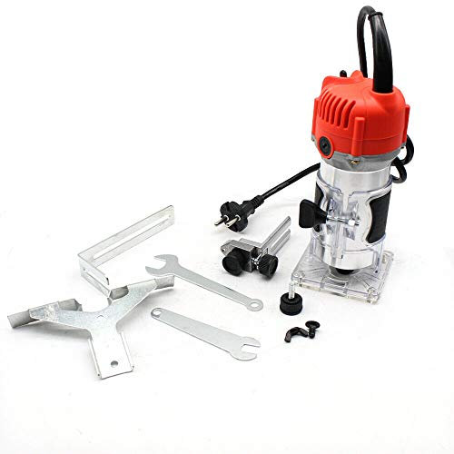 Fresadora de madera fresadora de bordes de madera, fresadora eléctrica de 580 W, recortadora de corte, 6,35 mm 30000R/min, cortador manual eléctrico, laminador de madera, routers