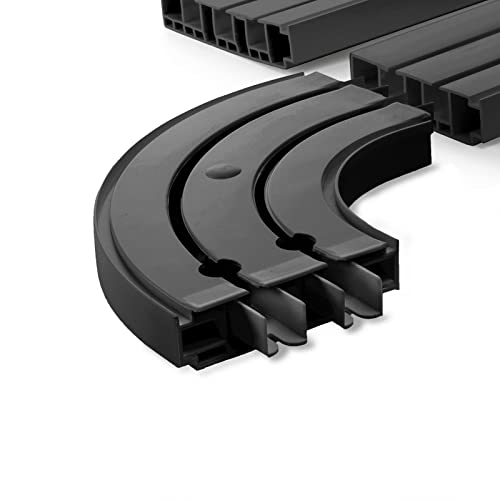 Seiletech.de GARDINENSCHIENEN und Rundbogen Set | 330cm | PVC | 2-läufig | schwarz | inkl. Befestigungsmaterial | 3,3m (150cm + 2 x 90cm + 2 x Verbinder) | Gardinen Schiene Vorhangschienen