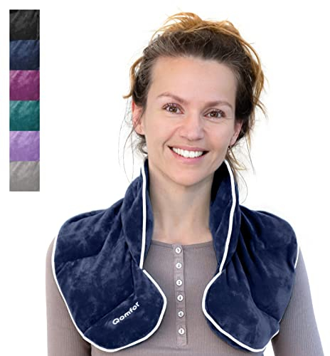 Coussin Chaufant Micro Ondes - Grande Poche Chauffante Micro Onde - Sac Polaire Douce rempli de Blé et de Lavande pour Soulagement Douleur, Douleur Cou, Épaules et dos (Dark Blue)