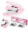 Deli Effortless Desktop Stapler, Heavy Duty Stapler, 40-50 Sheet Capacity, One Finger, No Effort, Includes 1500 Staples & Staple Remover, Pink