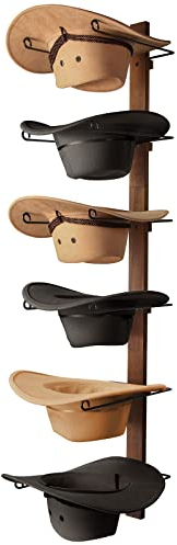 TIPSYTREE Kappenhalter, Cap Halter Tür Hut Racks, 6 Stücke Hut Rack für Cowboyhüte mit Holzbrett, Metall Cowboy Huthalter Cap Ständer Wand Huthalter Set mit Haken Cap Halter für Hat Collection Room
