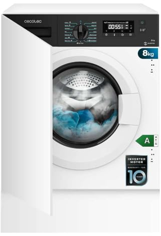 Cecotec Lavatrice Frontale da 8 Kg Bolero Dresscode 840 BI Inverter A, 1950 W, 1400 giri/min Programmabili, 16 Programmi, Basso Consumo, Delay Start, Display LED, Vapore SteamMax