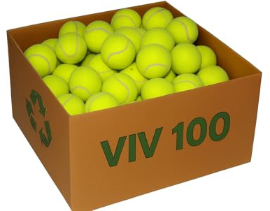 VIV Lot de 100 balles de Tennis en Vrac, Pratique avancée, Balle de Pression rebondissante, 134,6 cm de Haut, Durable, Taille Officielle 6,3 cm, Balle de Tennis Plus résistante pour Chiens, Machine