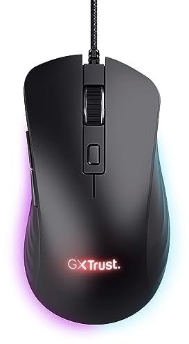 GXTrust Trust Gaming GXT 924 Ybar+ Souris Gamer Haute Performance, 25600 PPP, 60% Plastiques Recyclés, Capteur Optique 25K, Éclairage RGB, 6 Boutons Programmables, Souris Gaming Filaire USB - Noir