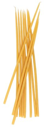 Glowing Bee Handmade Natural Pure Beeswax Thin Taper Candles 30cm (Pack of 10) (Yellow)