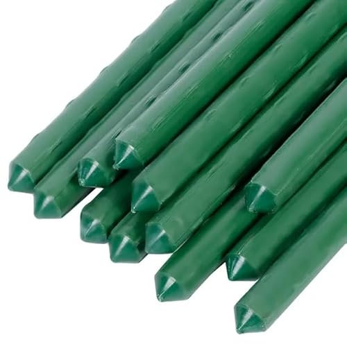 1.5m x 11mm Green Garden Plant Stakes Climbing Plants Support Canes Poles Sticks Spikes - Made from Strong Steel with a Plastic Coating (10) (20)