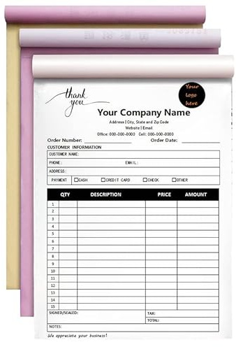 Libro de facturas personalizado para pequeñas empresas, libro de recibos con copias al carbono, formulario de pedido autocopiativo personalizado de 2 partes/3 partes, añade el nombre de la empresa (#1