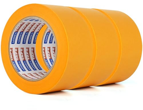 ADHES Painters Tape Orange Washi Masking Tape for Painting Indoor Decorating Tape Spraying Construction No Residue 50mm x 50m/3Rolls Writable Artist Paint Tape for Walls Multi Surface Use