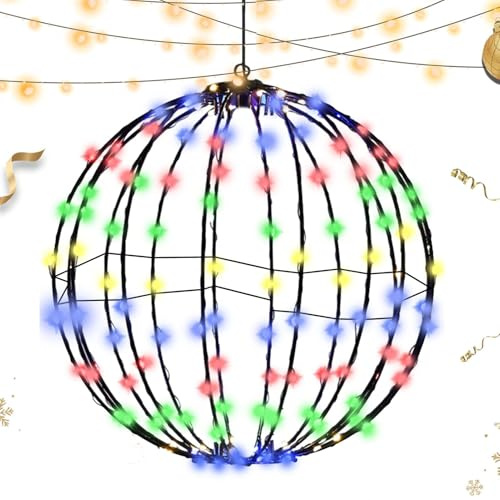 Esferas de jardín iluminadas – Globo luminoso exterior | Expositor iluminado por plegable, decoraciones navideñas, luces redondas coloridas, iluminación LED para árbol de Navidad, bolas