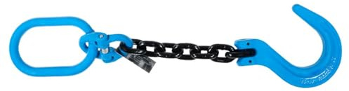 Mytee Products Heavy-Duty 5/8 x 2' Single Leg Chain Sling | 22,000 Lbs WLL | Oblong Link-to-Sling Hook Ends | G100 Chains for Lifting and Handling, Industrial Machinery Hoisting Ring Chain Hanging
