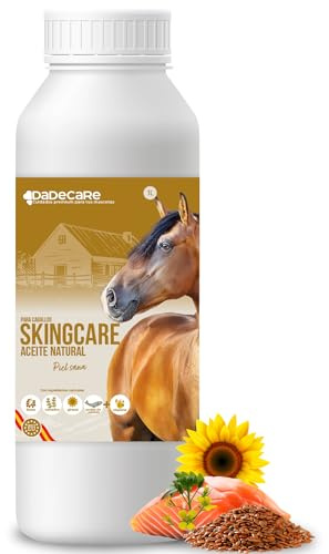 Skingcare - Integratore Dermatologico per Cavalli - 1L | Omega 3 6 9 con semi di Lino, Camelina, Girasole e Salmone: | Supporto Nutrizionale per Pelle Secca e Manto Opaco
