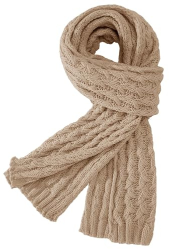heekpek Sciarpa Donna Invernale Maglia a Trecce Lunga Sciarpone Morbide Regalo di Natale, Cachi