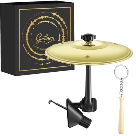 Mini Car Drum Cymbal For Car Air Vent (Gold) – Crash Cymbal Dashboard Ornament Accessory for Musicians, Drummers, Music Lovers – Funny Auto Interior Gift for Men Women Teens