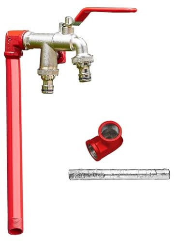 Stainless Steel Outdoor Water Column - Red Fountain Faucet Dispenser for Vertical Garden, Yard, Patio & Lawn - Durable Hydrant with Elegant Design