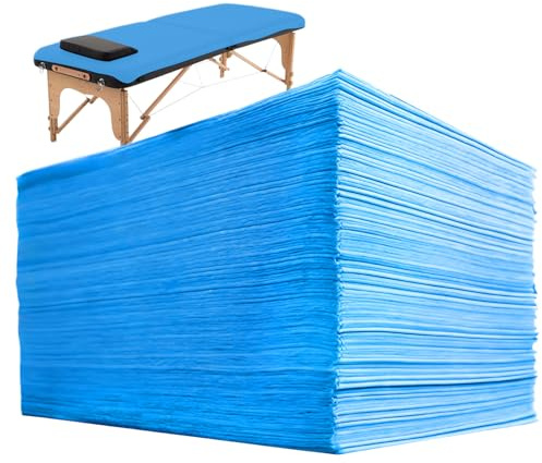 LEKEFETO 100 st engångslakan, skydd för massagesängar, massagebord lakan av fleece, för massagesängar spa tatueringssalong – 80 x 180 cm, blå