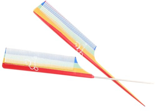 COLLBATH Set 2 Pettini a Coda di Topo in Acciaio e Plastica Pettine per Cotonare e Districare Chioma Fini Leggero e Resistente per Uso Professionale e Personale Adatto per Chioma Bagnati e