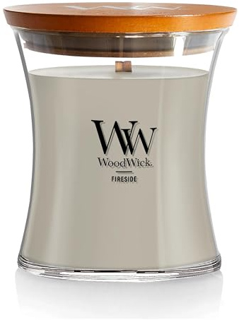 WoodWick Fireside Holiday Candle Gifts for Women and Men, 9.7 oz Medium Hourglass Candle with Crackling Wick