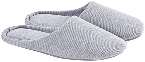 ofoot Women's House Slippers Memory Foam Indoor Shoes,Washable Cotton Non-Slip Rubber Sole,Japanese Style Slip-Ons for Plantar Fasciitis,Lightweight Gift for Mom/Wife (1-Grey, US 5-6)
