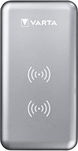 VARTA Fast Wireless Charger, kabelloses Ladegerät, Qi Ladestation für besseres Laden (horizontal, vertikal, flach), Ladeständer inkl. Micro USB Ladekabel