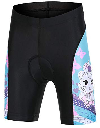 LPATTERN Kinder Radsport Bekleidung- Jungen/Mädchen Fahrrad Trikot-Set(Trikot Kurzarm+Kurz Radhose)/Radtrikot Kurzarm/Kurz Fahrradhose mit Sitzpolster,Schmetterling & Fuchs(Radhose),152(Tag:XXL)