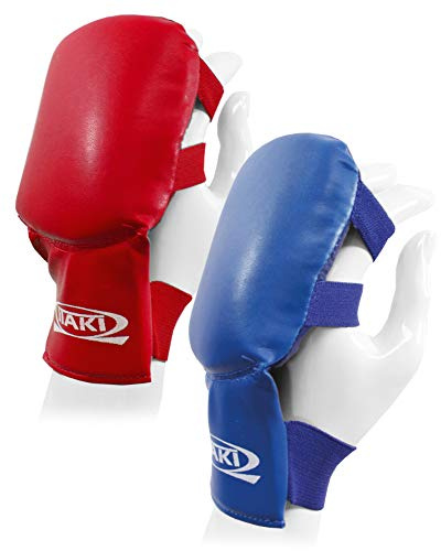 Itaki Gants de protection en cuir synthétique pour Ju Jitsu, Karate, Arts martiaux, Bleu ou rouge, Mixte, rouge, S